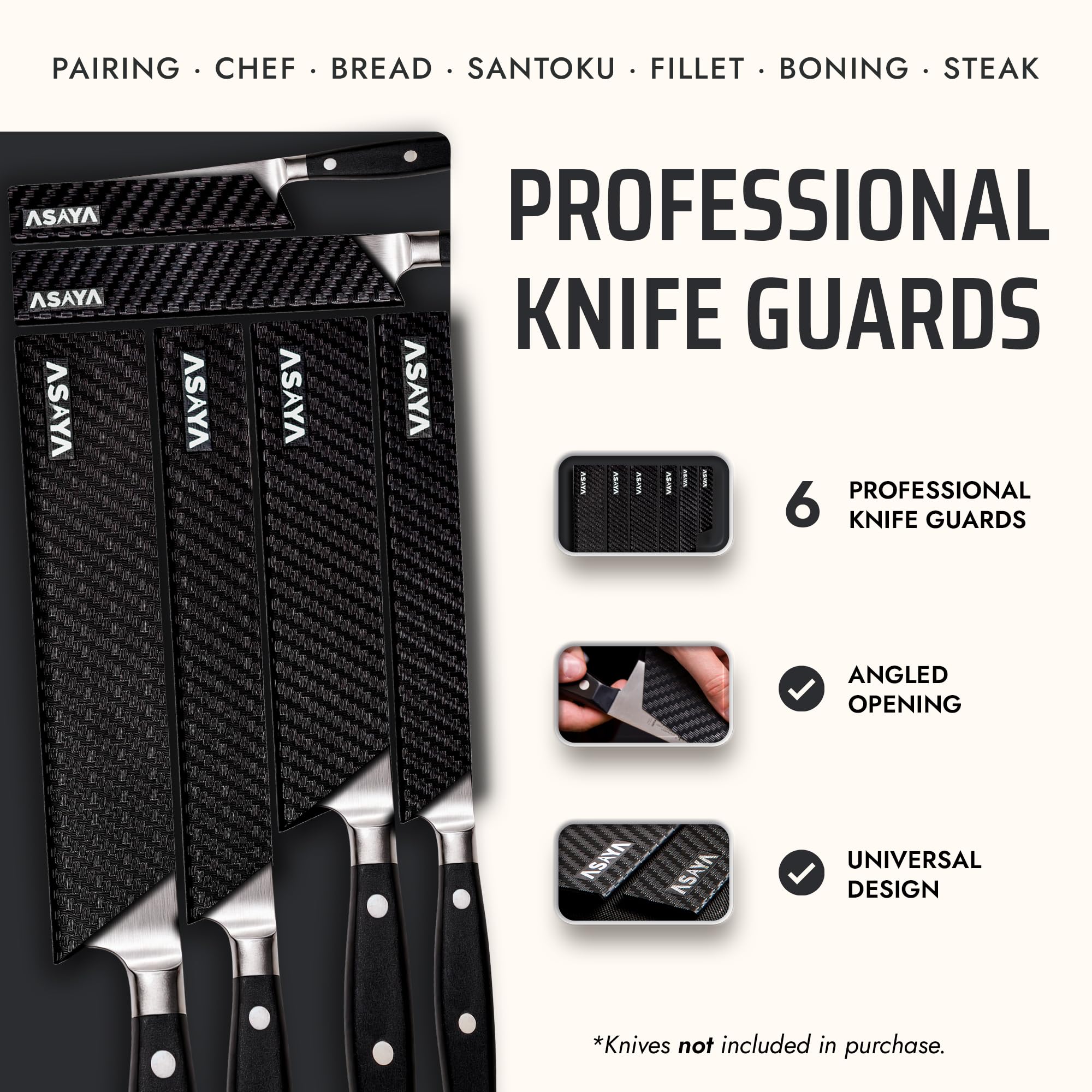 Asaya edge guards for utility knives provide universal fit and safe handling in kitchens