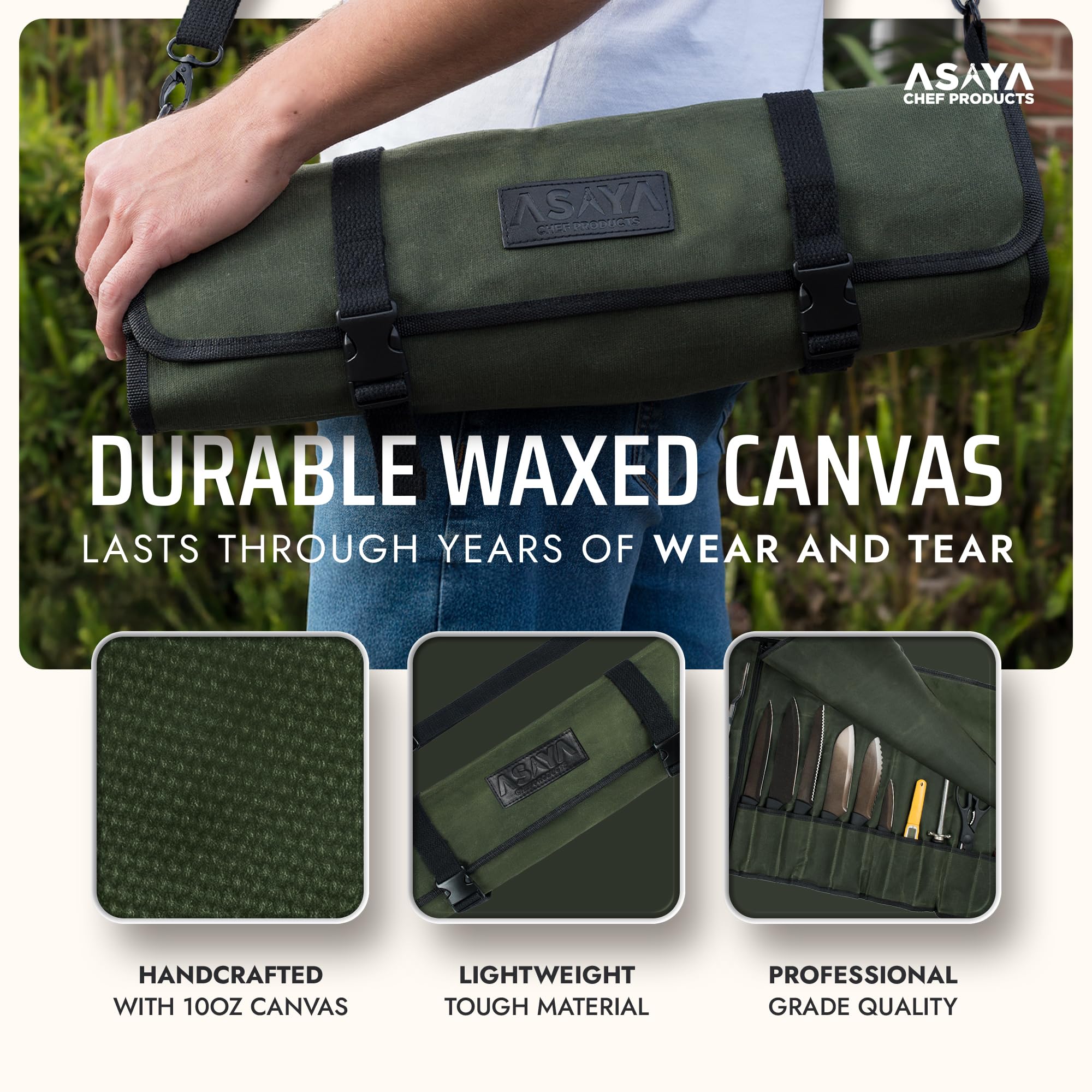 Adjustable shoulder strap on the Asaya roll for comfortable, secure carry.