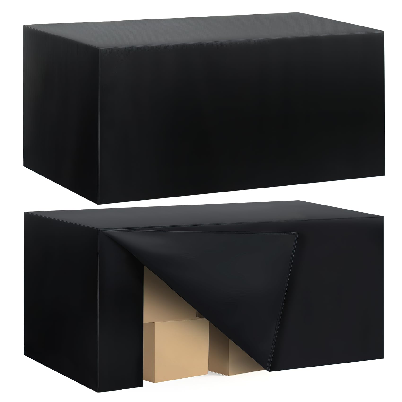 Ascoza 2-pack fitted tablecloth on a 6ft black table for events