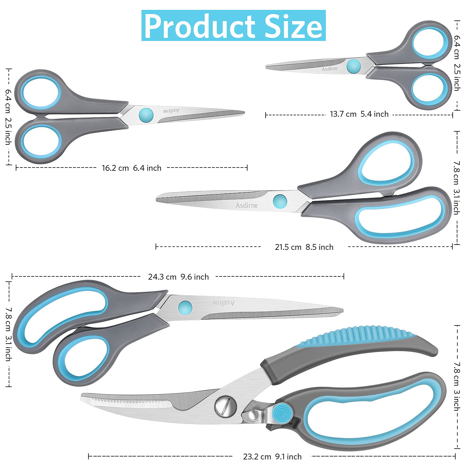Asdirne 5.4-inch scissors great for herbs and bag opening tasks.