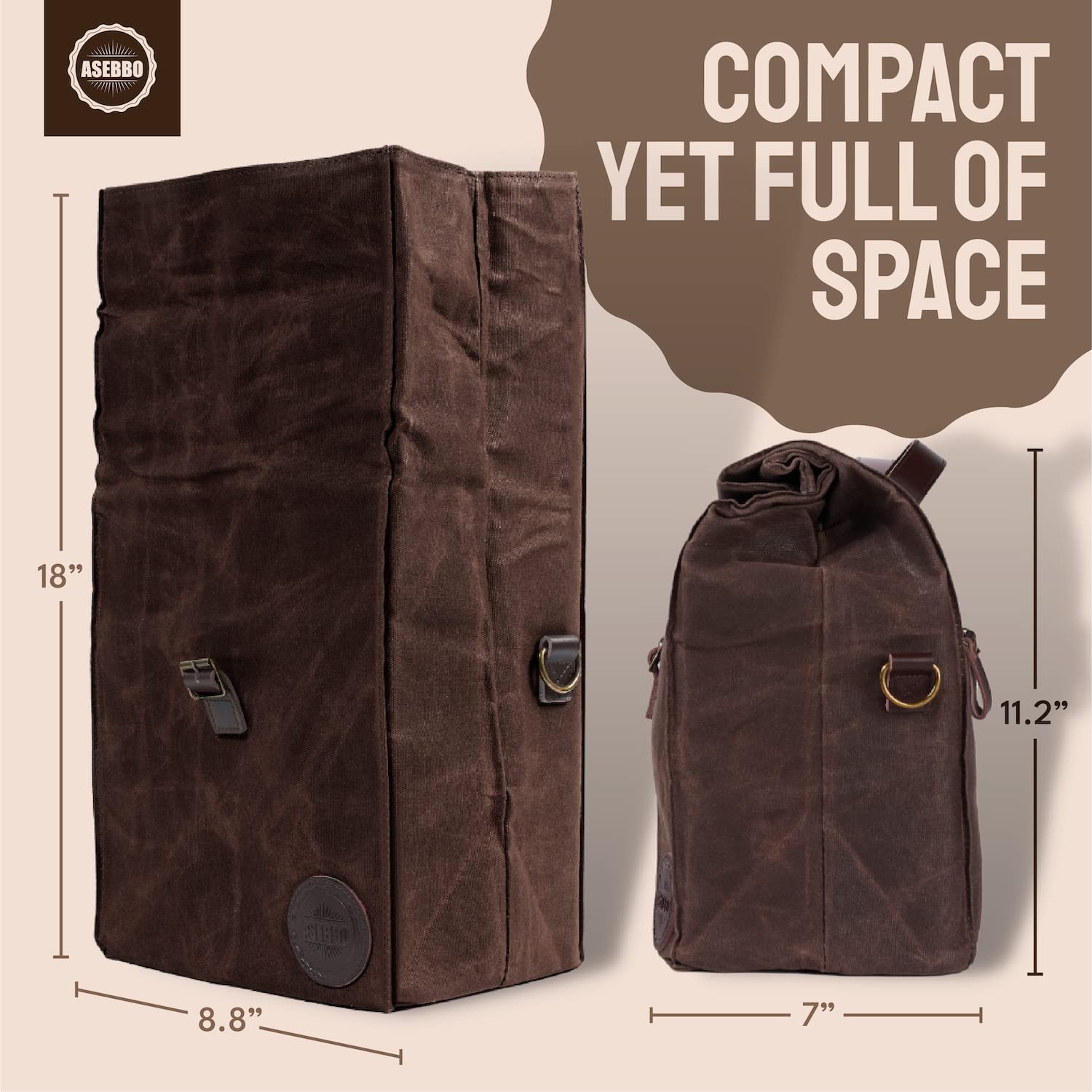 ASEBBO leather buckle closure adds secure, stylish meal transport.