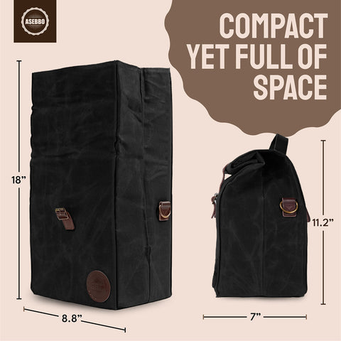 ASEBBO tote-style lunch bag with exterior pocket for quick access.
