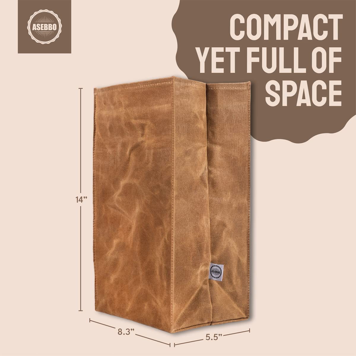 ASEBBO waxed canvas lunch bag with leakproof interior prevents spills in bags.