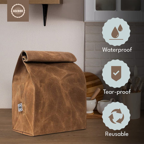 ASEBBO waxed canvas lunch bag is water-resistant for everyday use.