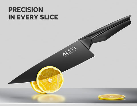 ASETY 8-inch chef knife emphasizing balance and precision
