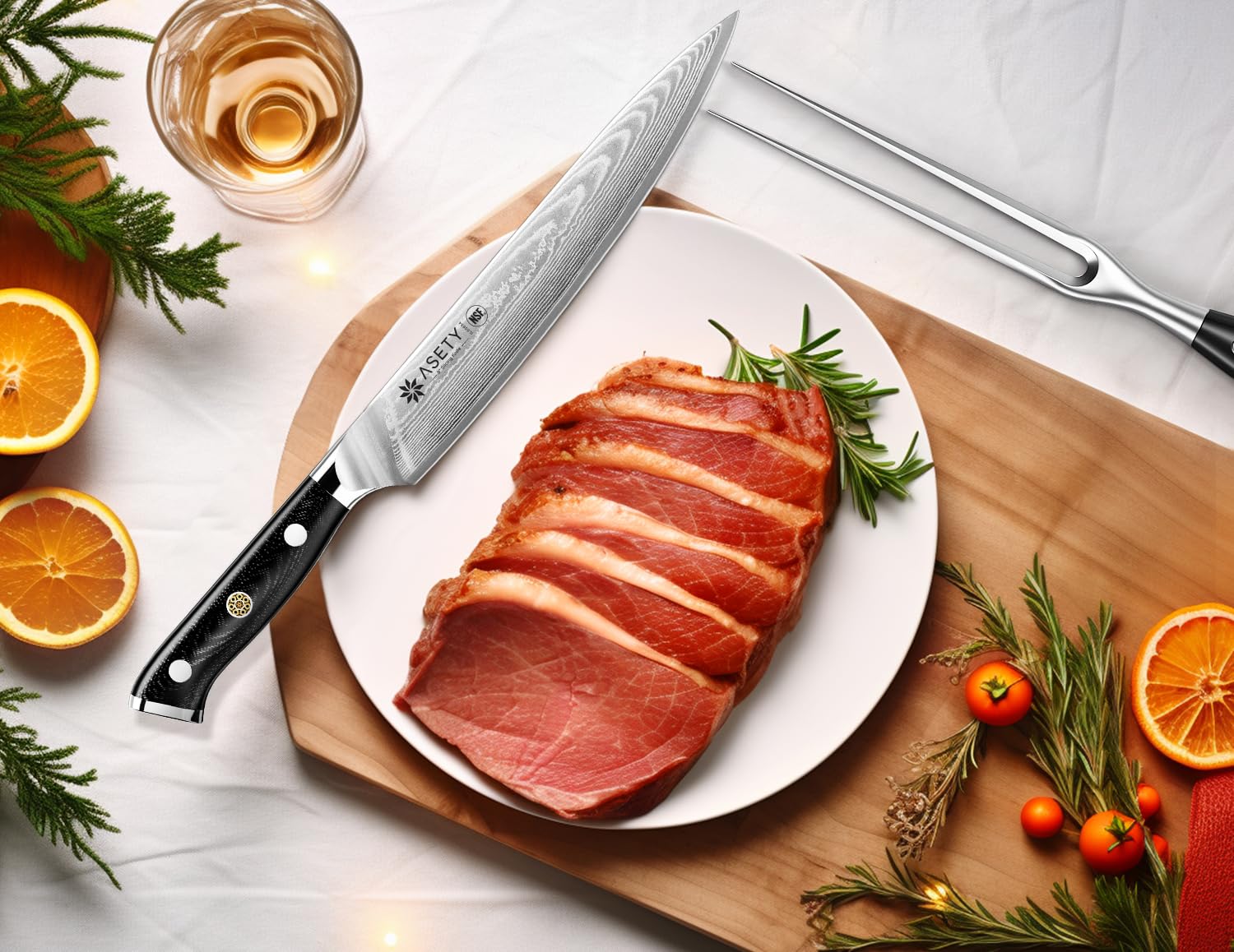 ASETY carving set in an elegant Christmas box, ideal for gifting.