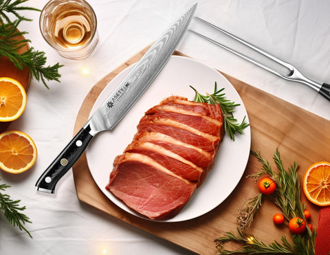 ASETY carving set in an elegant Christmas box, ideal for gifting.