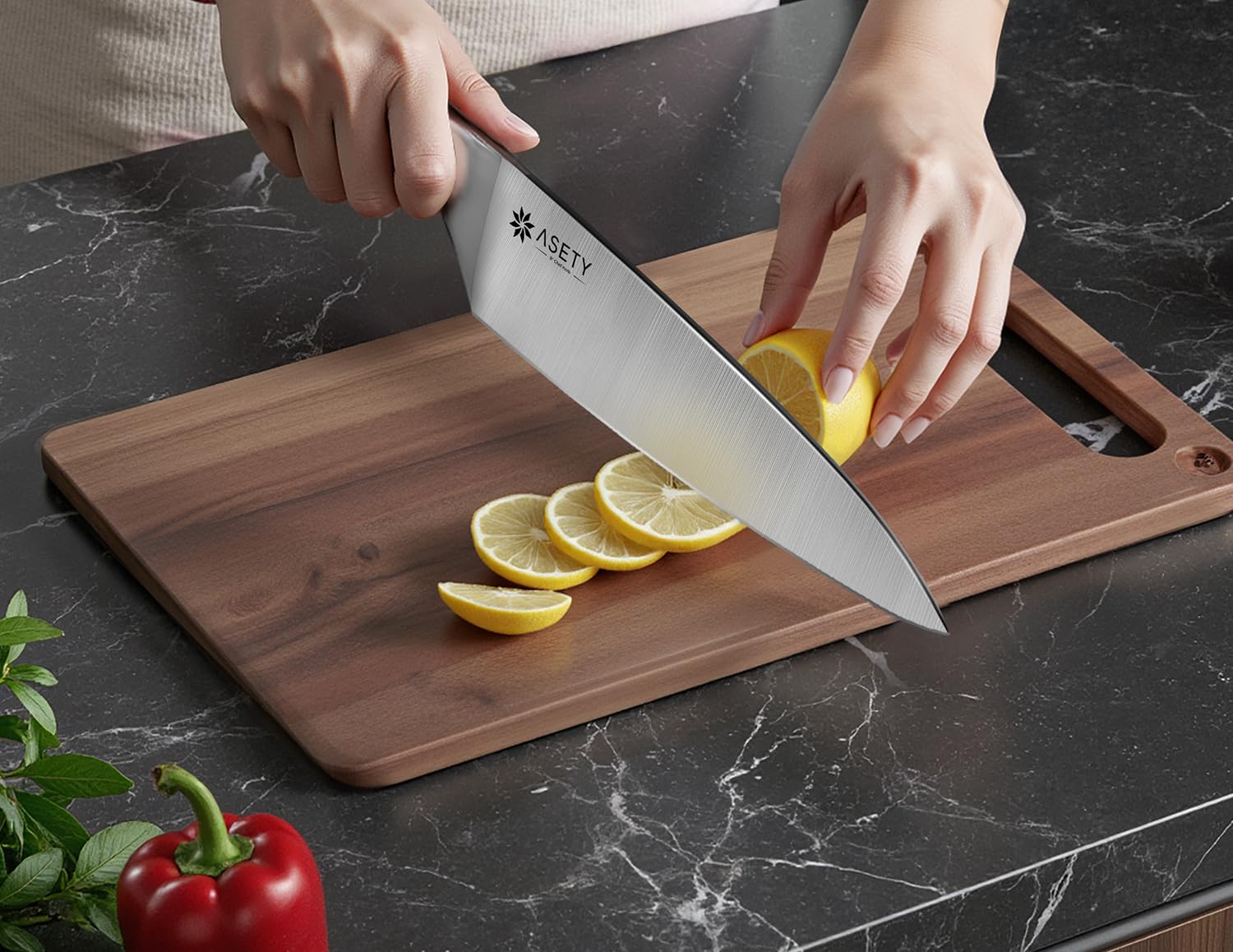 ASETY kitchen scissors included for quick snipping and prep