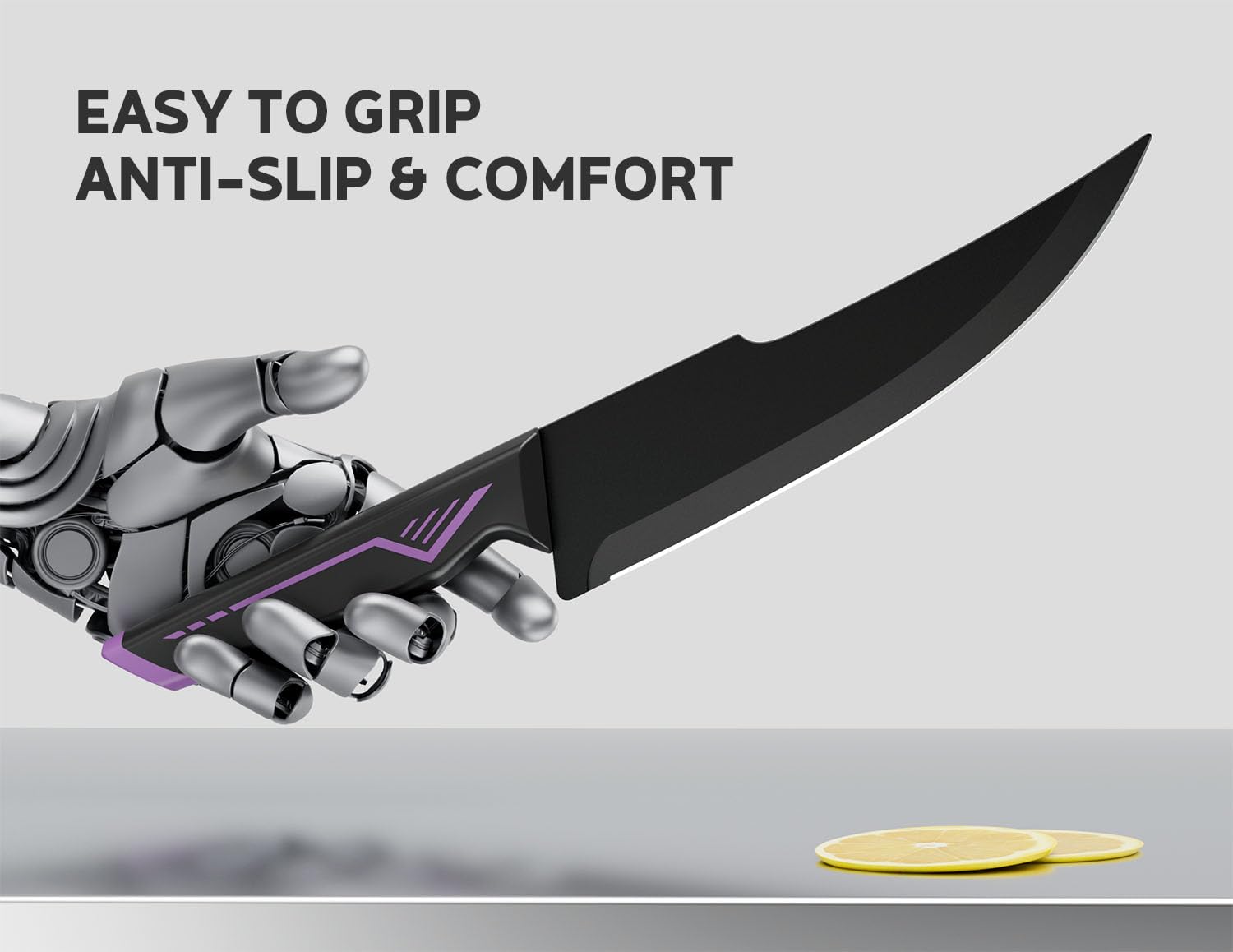 ASETY six steak knives 4.5 inch for tabletop dining.