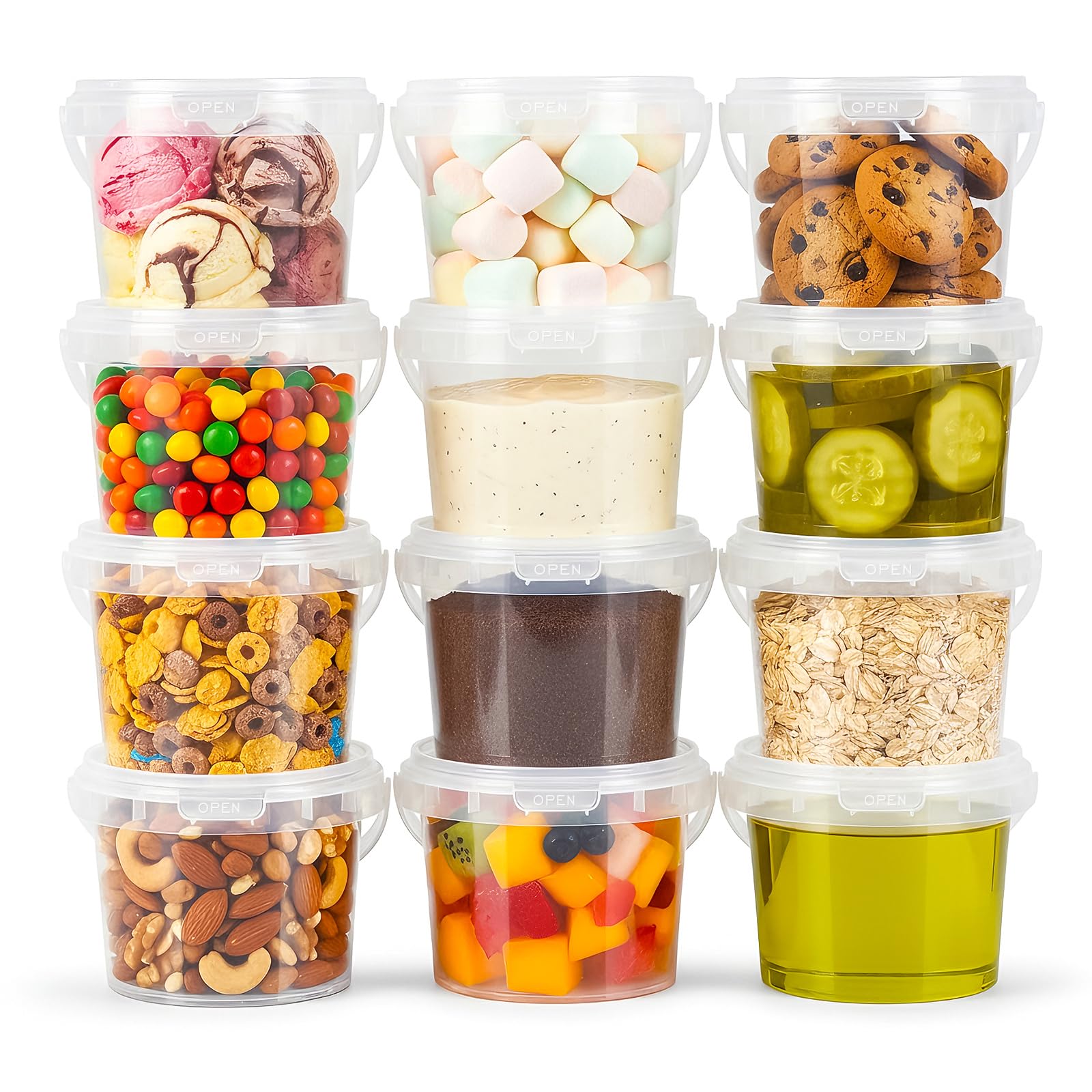 ASEVAT 12-pack storage containers with lids ideal for meal prep and portion control.