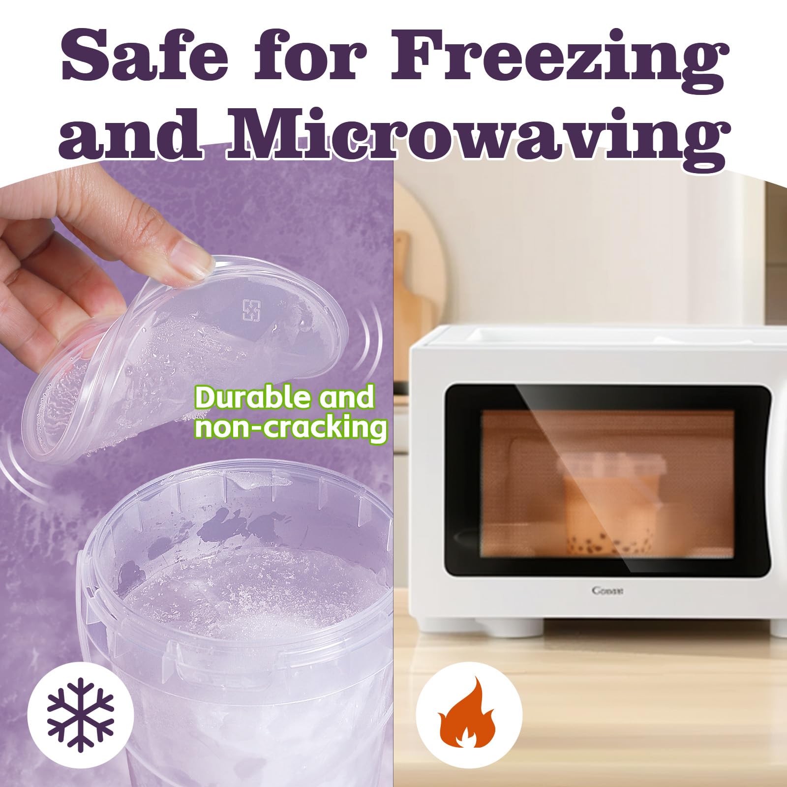 ASEVAT freezer-safe plastic containers help keep ingredients organized in the freezer.