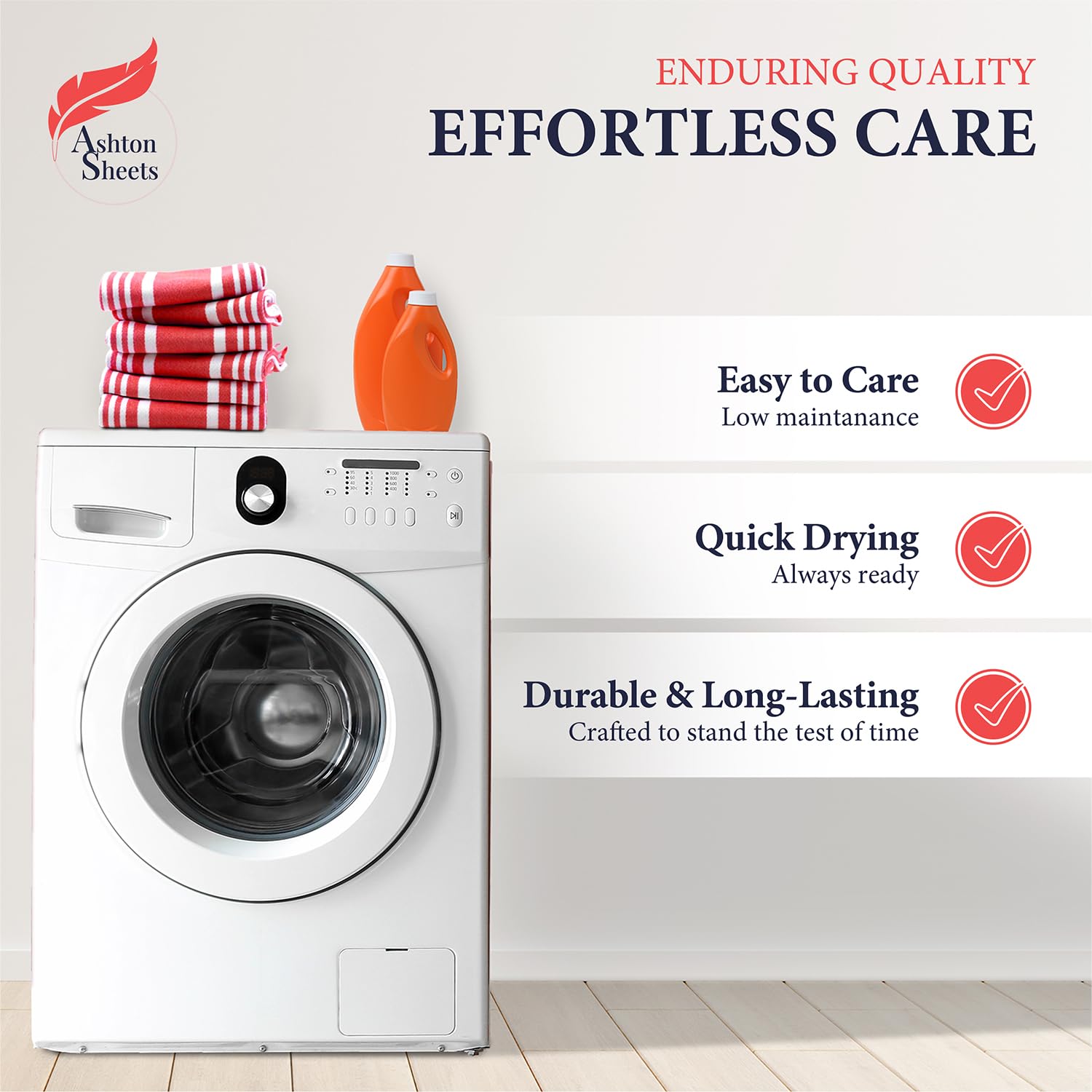 Ashton Sheets American Stripe towel versatile for dish drying and basket lining.