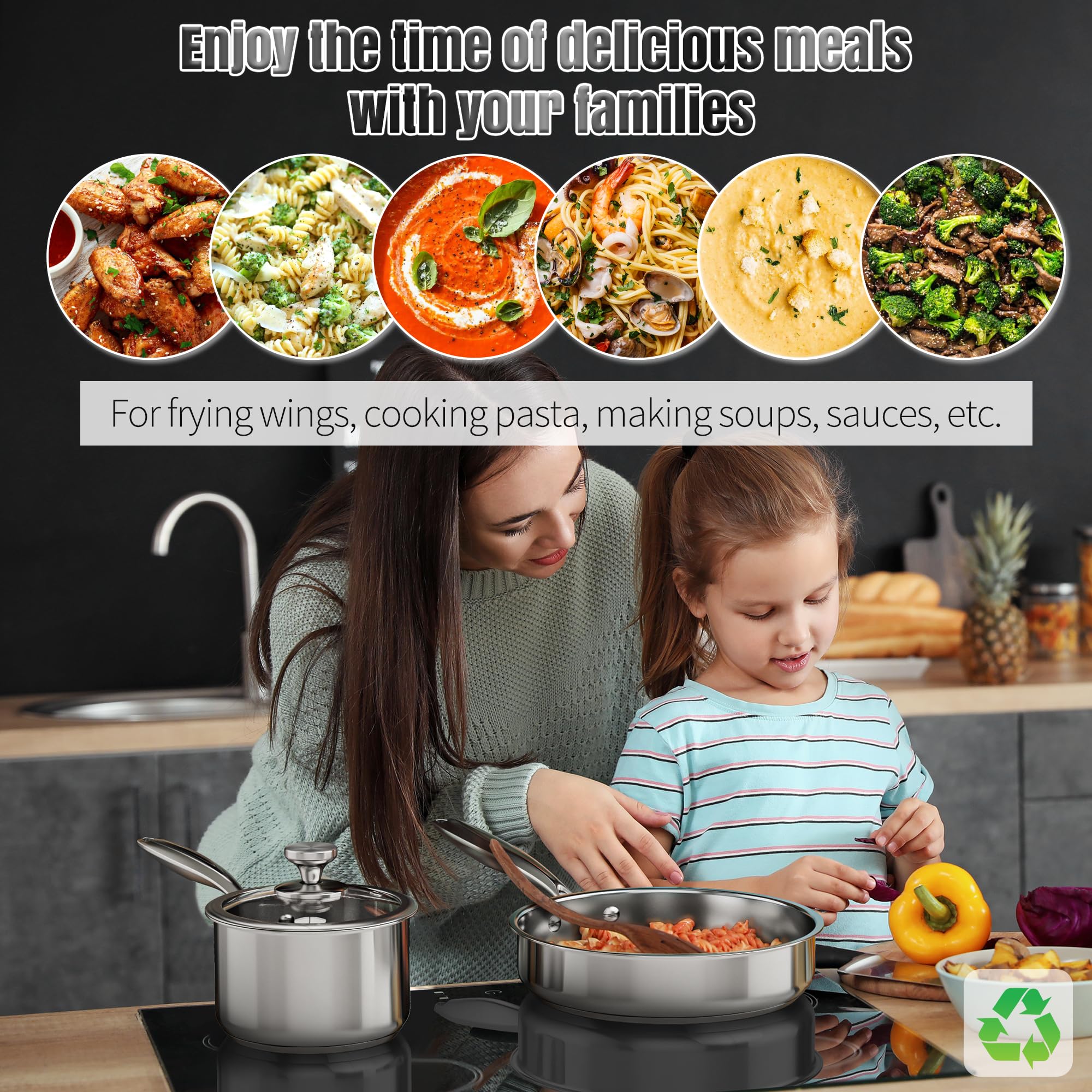 ASKSCICI dishwasher-safe cookware set is easy to clean after meals.