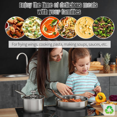 ASKSCICI dishwasher-safe cookware set is easy to clean after meals.