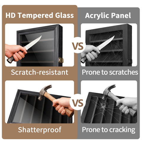 ASmileIndeep knife display case with removable shelves for versatile knife sizing.