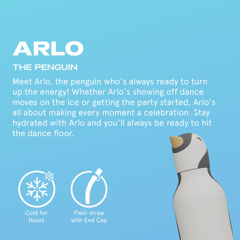 Asobu Bestie Bottle penguin head with detachable straw enables easy cleaning and sipping