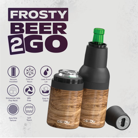 Asobu Frosty Beer Holder 2 Go built-in bottle opener boosts on-the-go convenience.