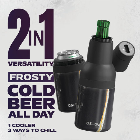 Asobu Frosty Beer Holder Midnight Marble finish looks stylish and cold.