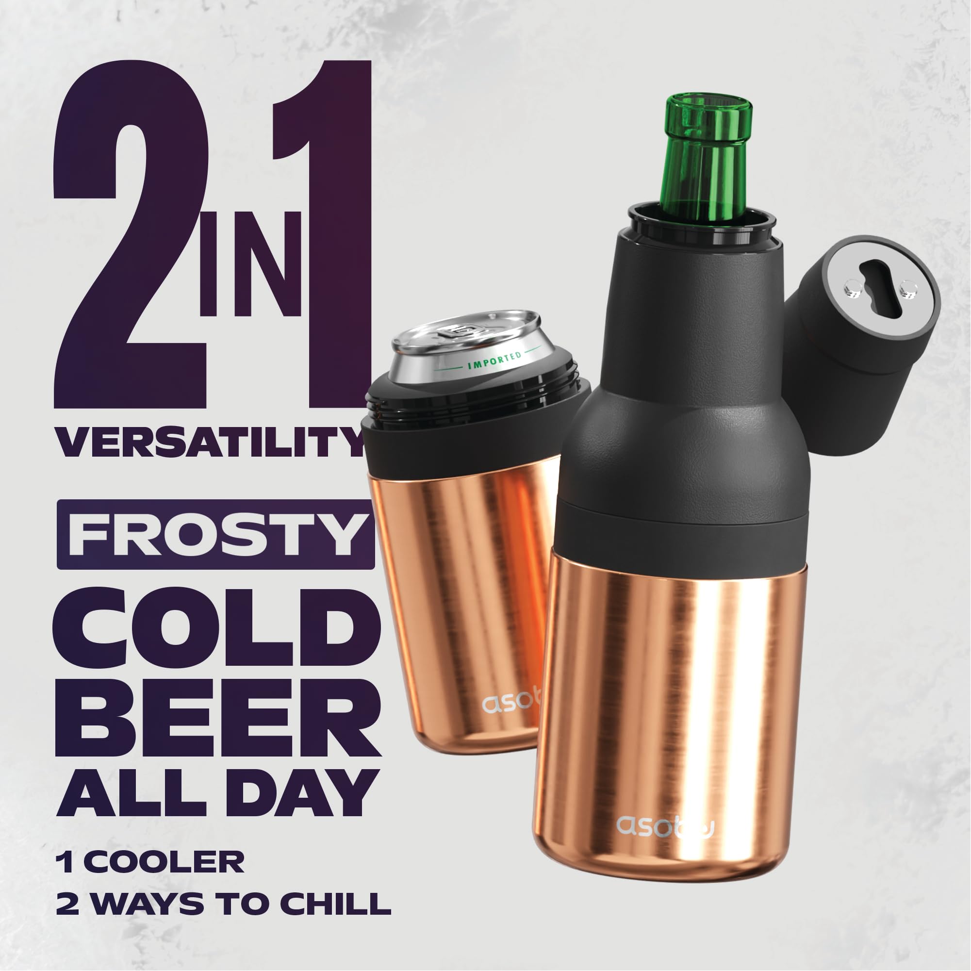 Asobu Frosty Beer Holder 2 Go sweat-proof durable design stands up to beach days.