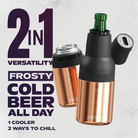 Asobu Frosty Beer Holder 2 Go sweat-proof durable design stands up to beach days.