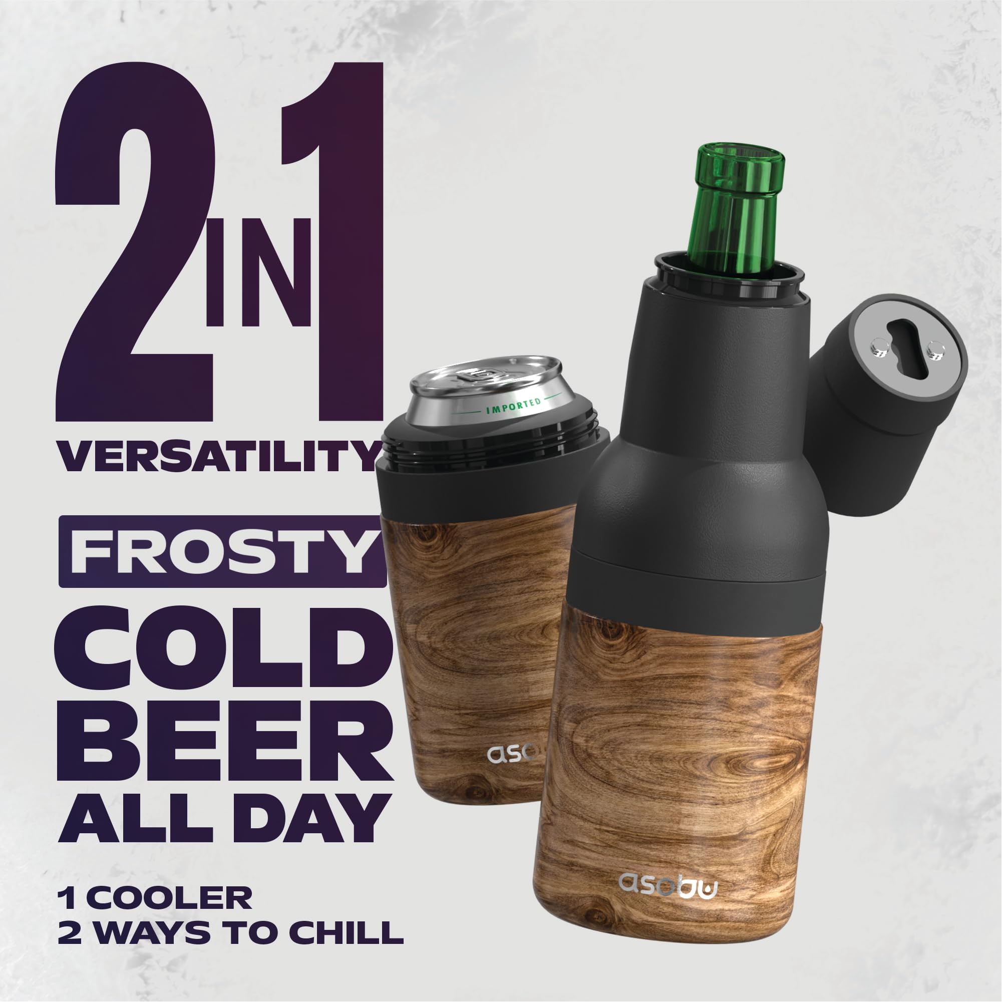 Asobu Frosty Beer Holder 2 Go features vacuum insulated double-wall design.