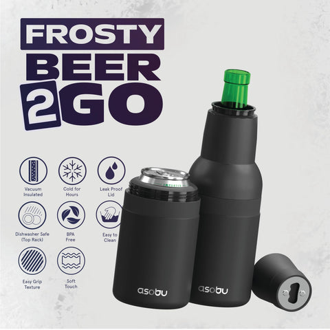 Asobu Frosty Beer Holder bottle keeps beer cold with built in opener