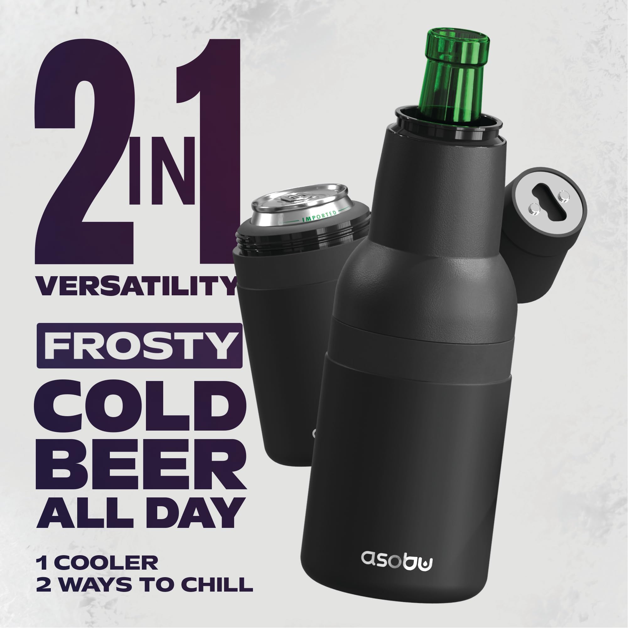 Asobu Frosty Beer Holder double wall insulation preserves chill from sip to sip