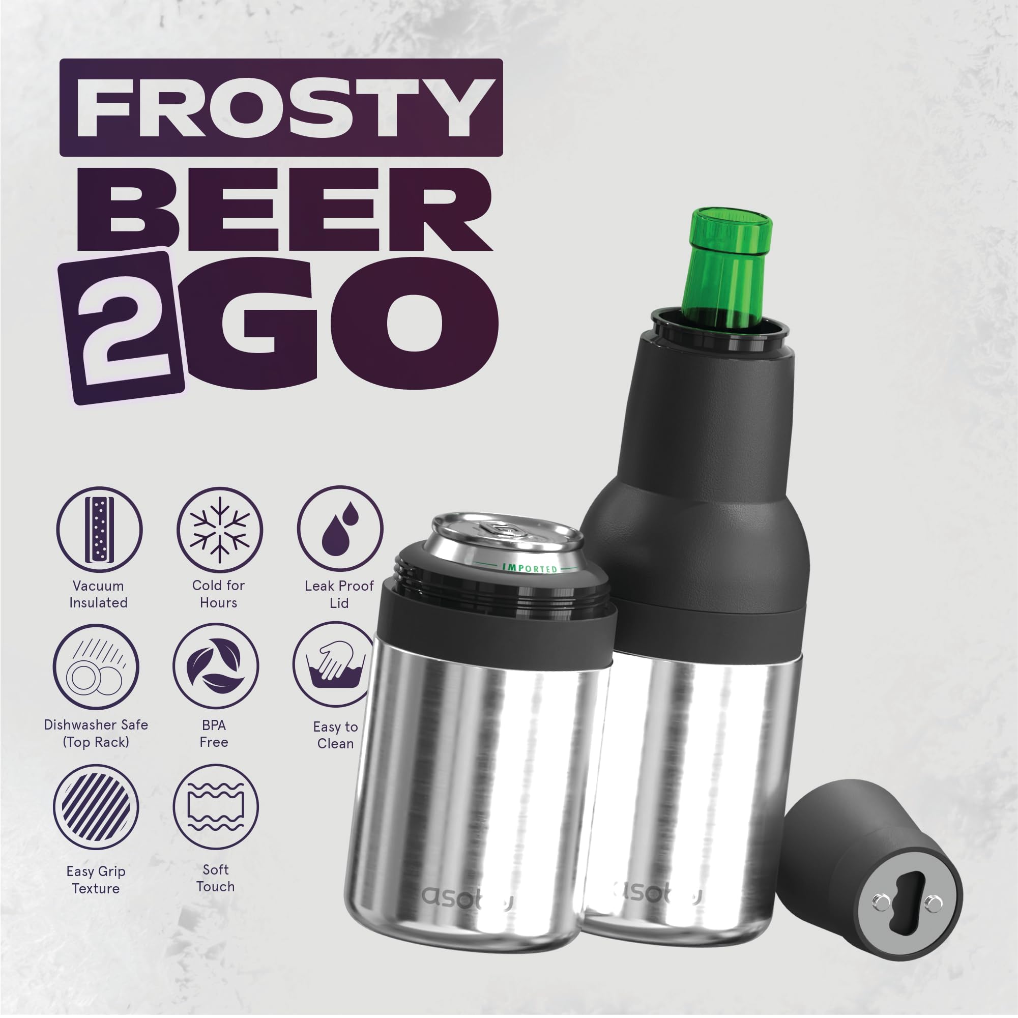 Asobu Frosty Beer Holder insulated double-wall keeps drinks colder longer