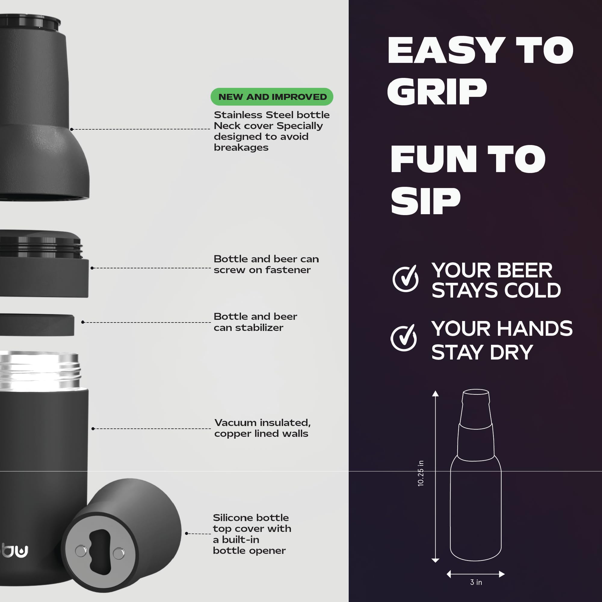 Asobu Frosty Beer Holder durable sweat proof construction for outdoor use