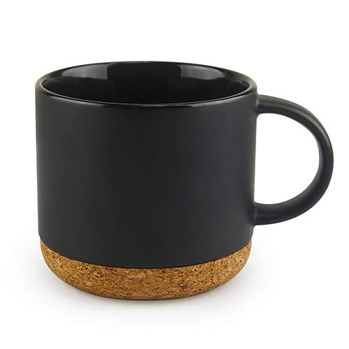 asobu Super Cork Ceramic Mug in black with cork insulation for hot coffee