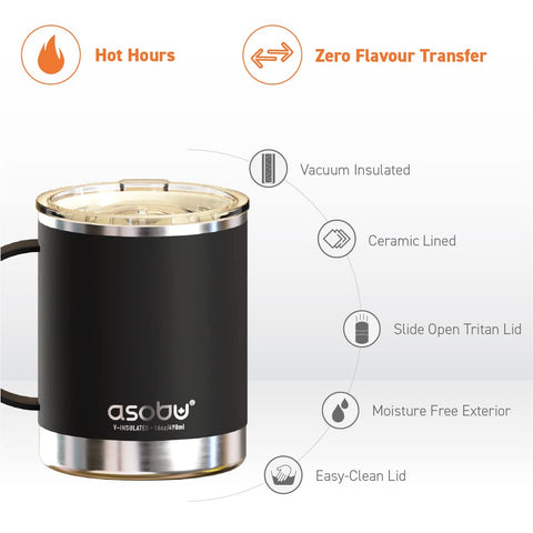 asobu Ultimate Ceramic Travel Mug ceramic interior close-up for pure taste