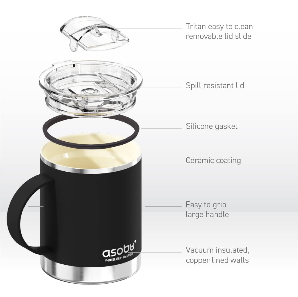 asobu Ultimate Ceramic Travel Mug fits car cup holder for travel