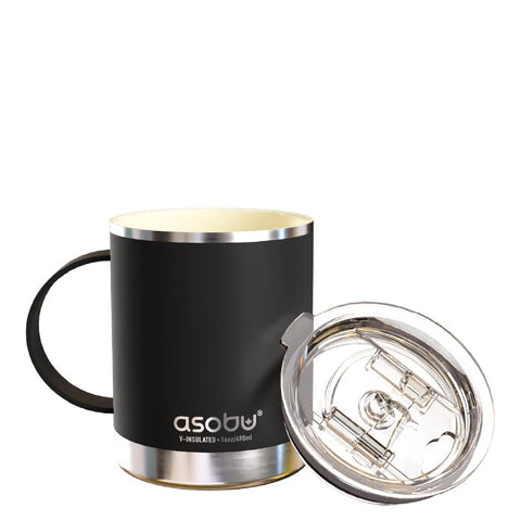 asobu Ultimate Ceramic Travel Mug front view with matte finish and 12oz capacity for on-the-go coffee