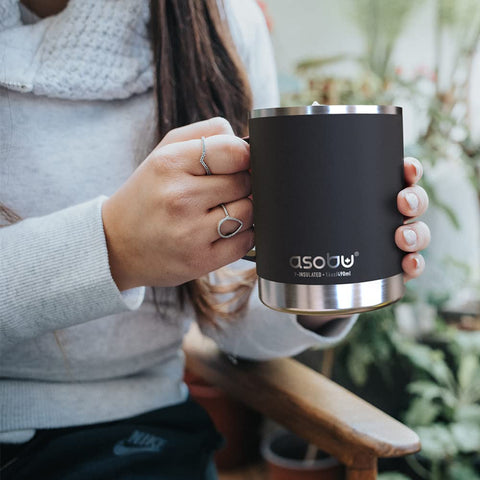 asobu Ultimate Ceramic Travel Mug steam indicating hot beverage