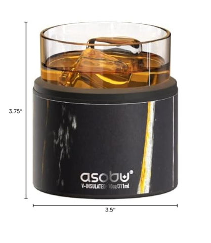 asobu whiskey glass insulated sleeve reduces condensation and mess during parties.