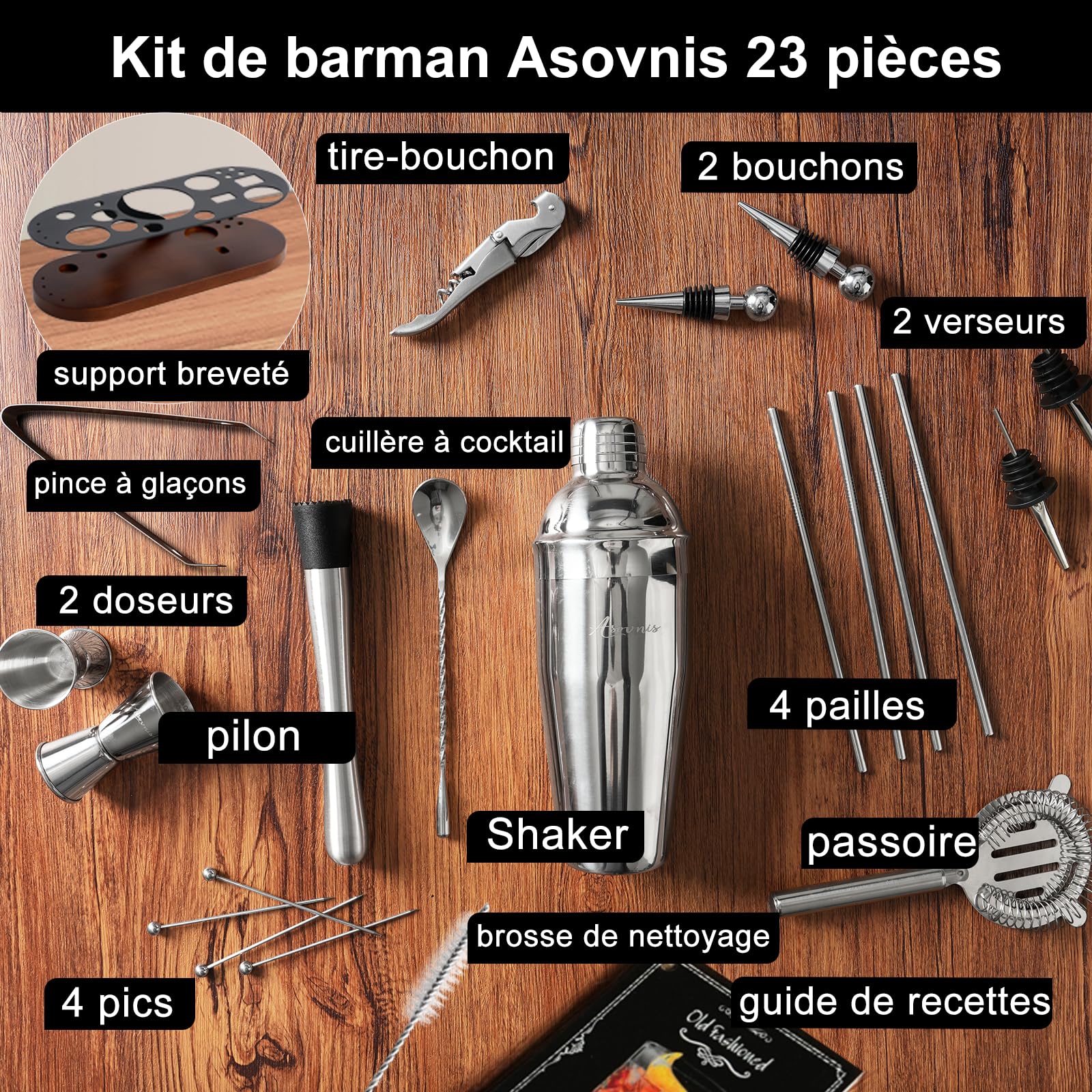 Asovnis jigger precise measurements for balanced pours in every drink.