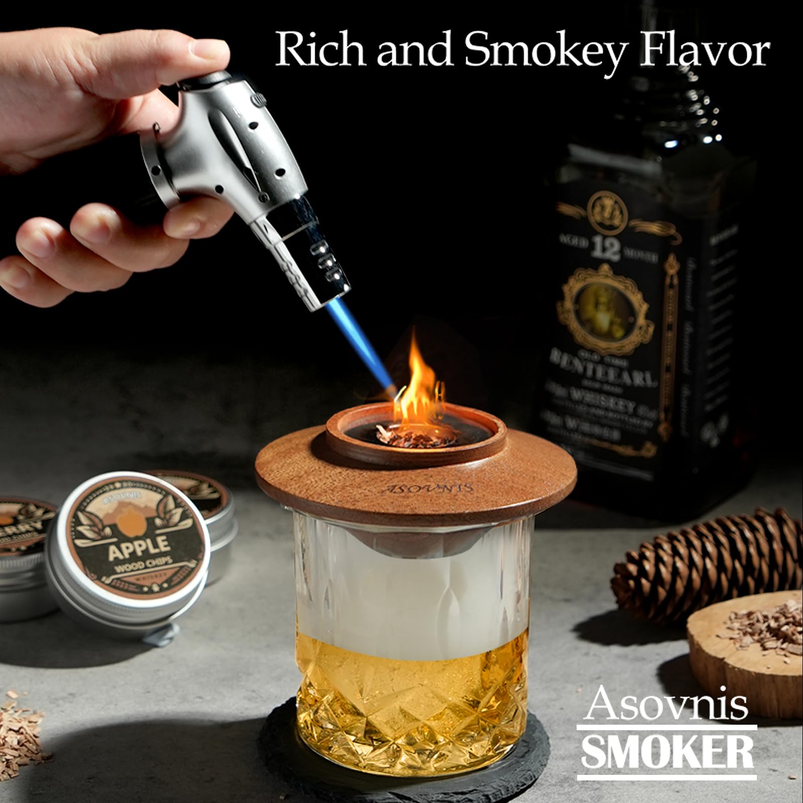 Asovnis six-flavor wood chips for rich, natural smoke aroma.