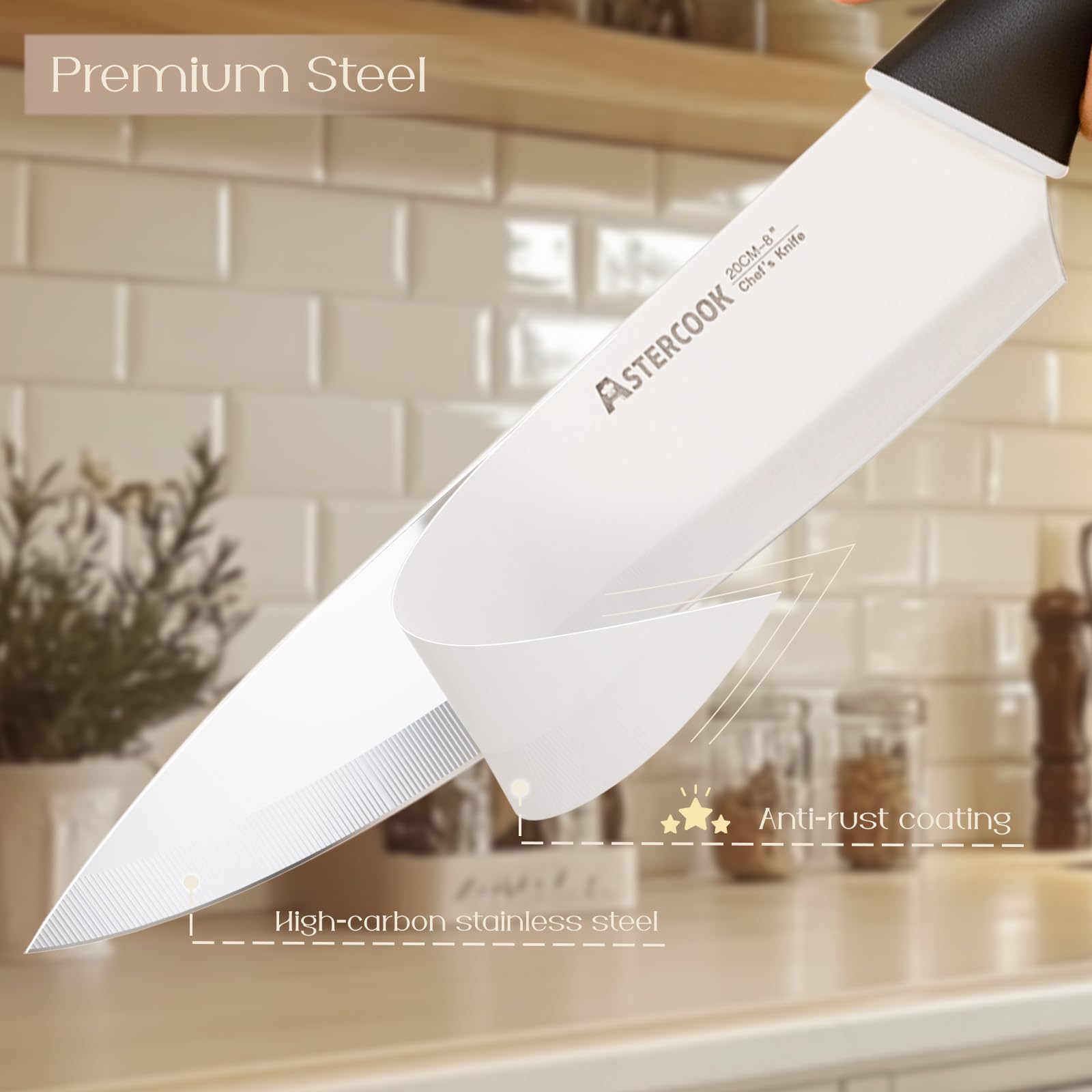 Astercook 15-piece set displayed neatly highlighting blade variety for kitchen tasks