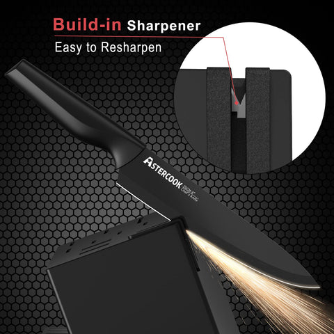 Astercook 7-inch santoku knife for fine dicing and mincing.