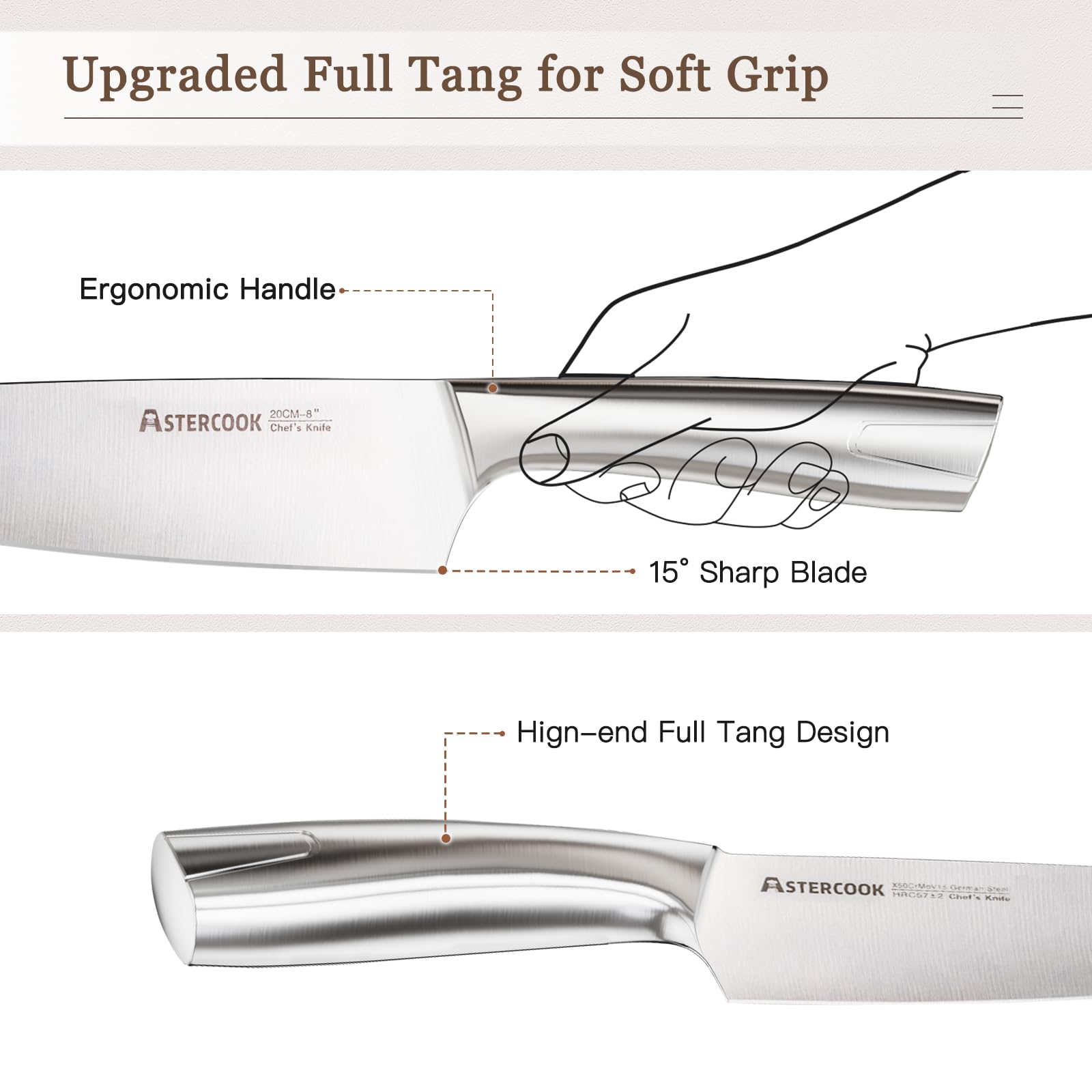 Astercook 7-inch Santoku knife excels at chopping herbs and vegetables