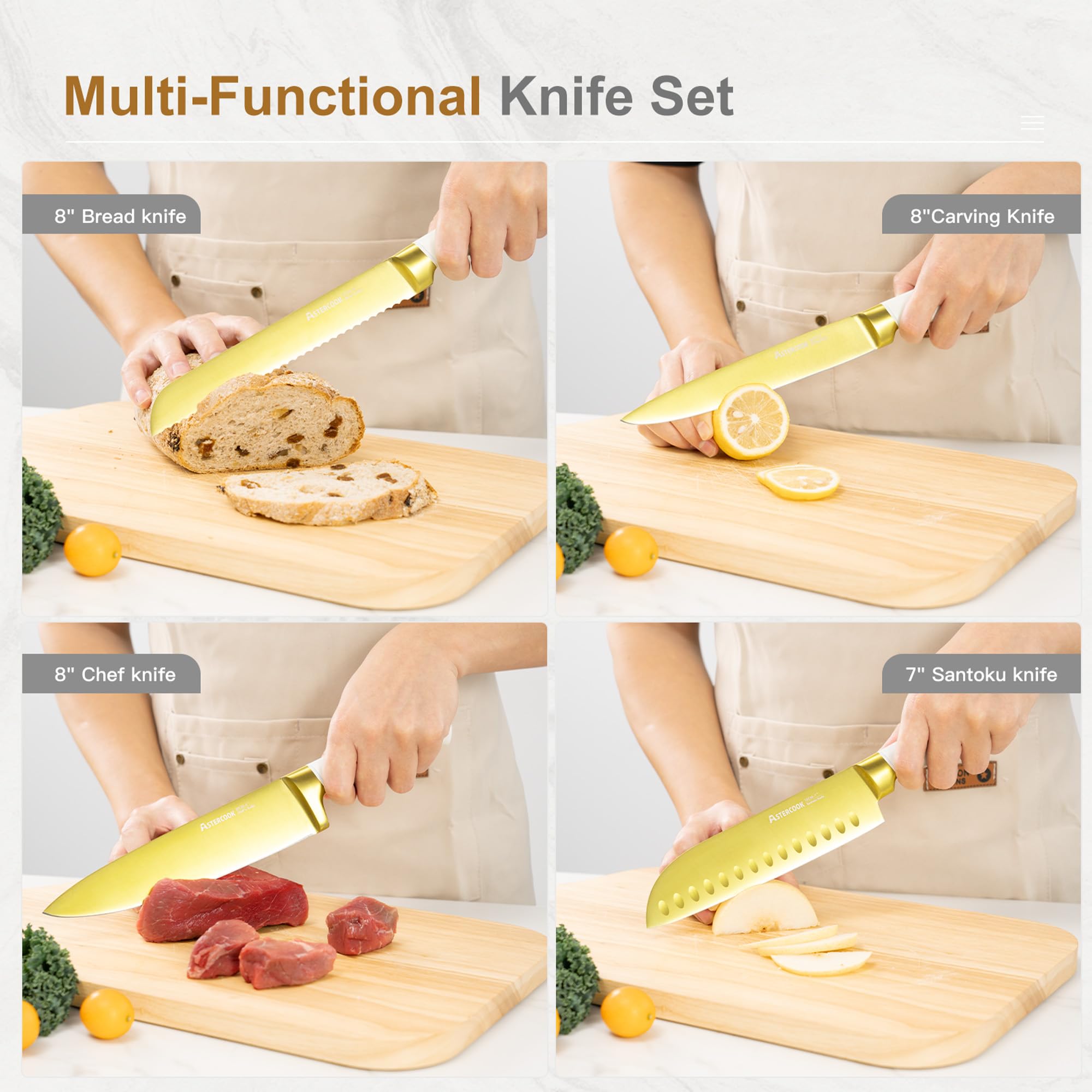 Astercook 8-inch chef knife ready for precise slicing