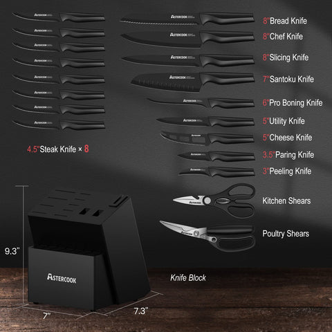 Astercook 8-inch chef knife for precise chopping.