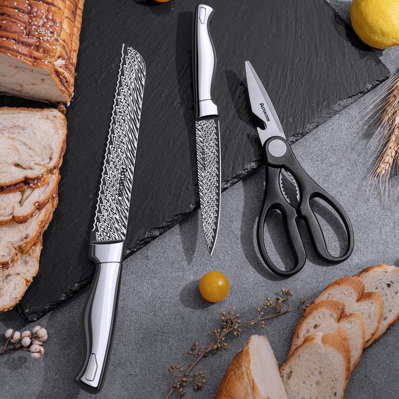 Astercook 8-inch slicing knife for clean, thin meat and veg cuts.