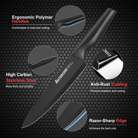 Astercook 8-inch slicing knife for even meat and vegetables.