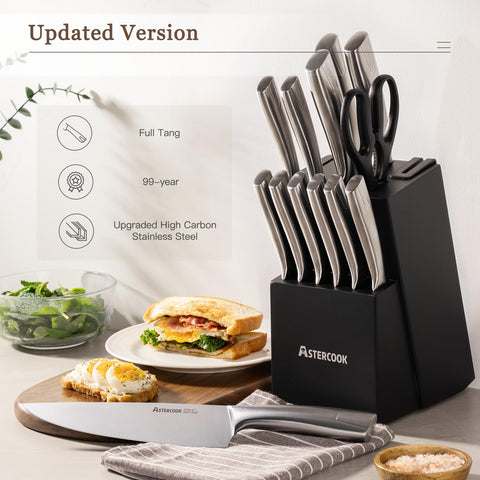 Astercook 8-inch chef knife close-up showing ultra sharp blade
