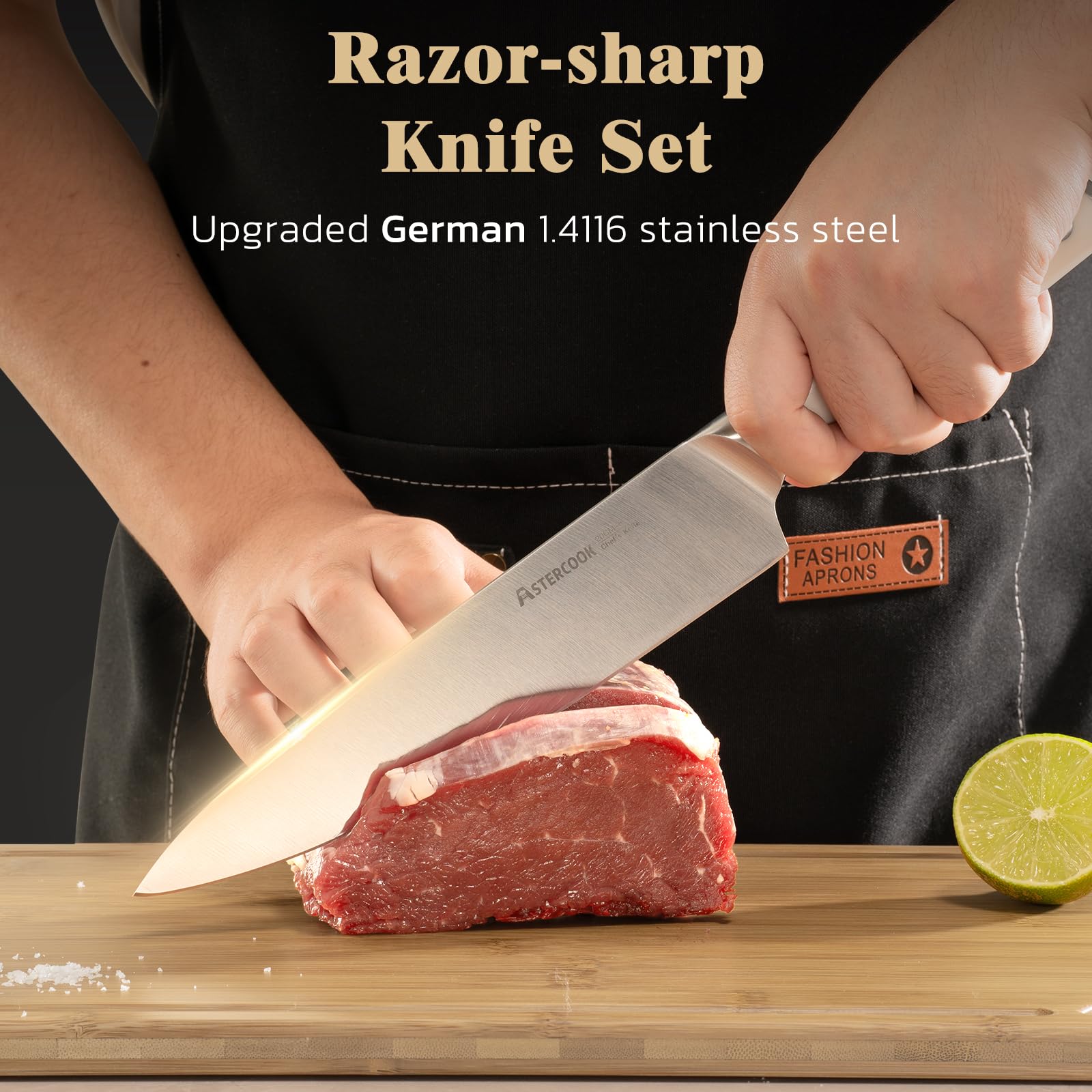 Astercook 8in serrated bread knife for crusty loaves