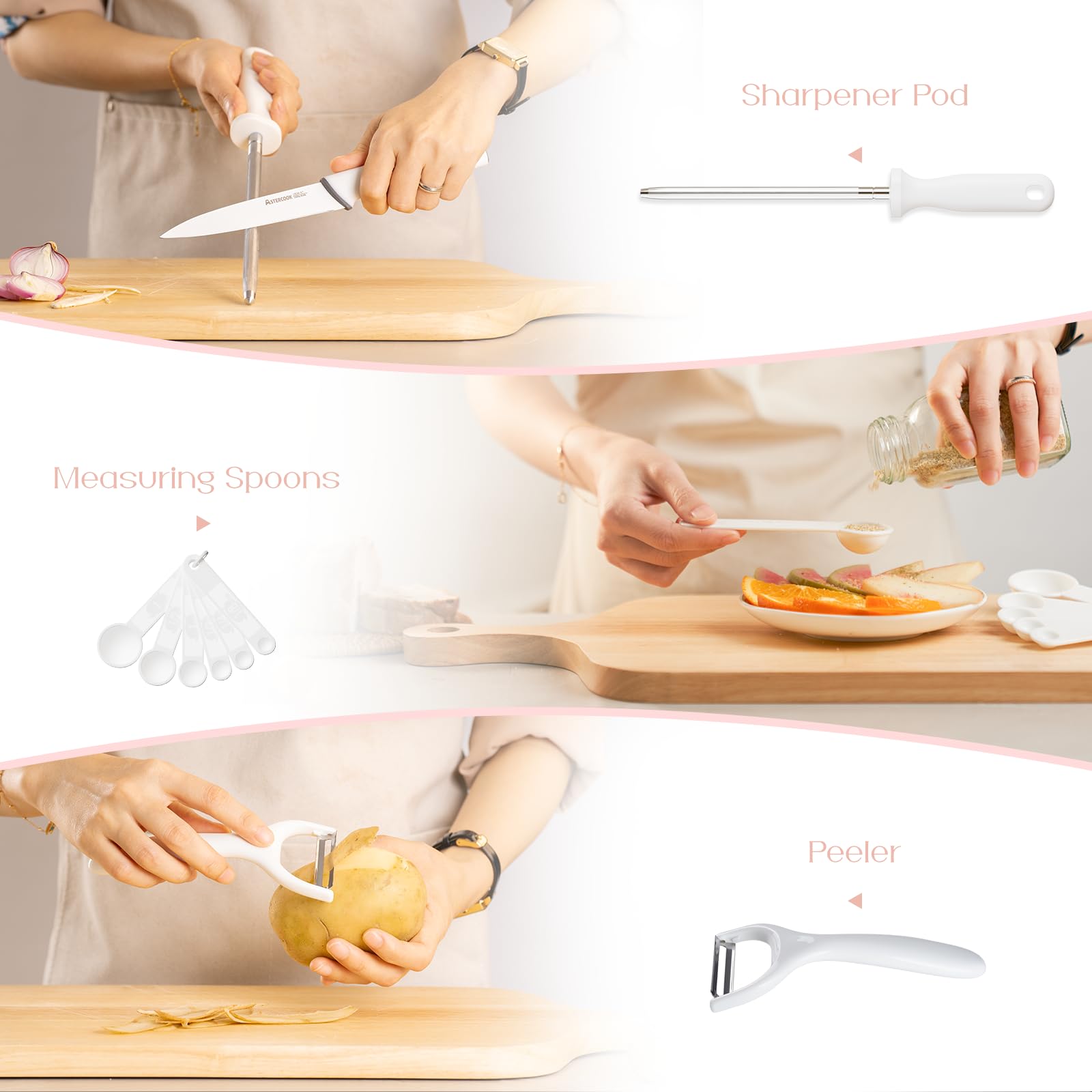 Astercook blades offer balanced performance for slicing, dicing, and mincing.