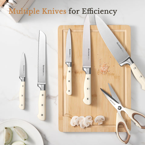 Astercook built-in sharpener keeps blades ready for action
