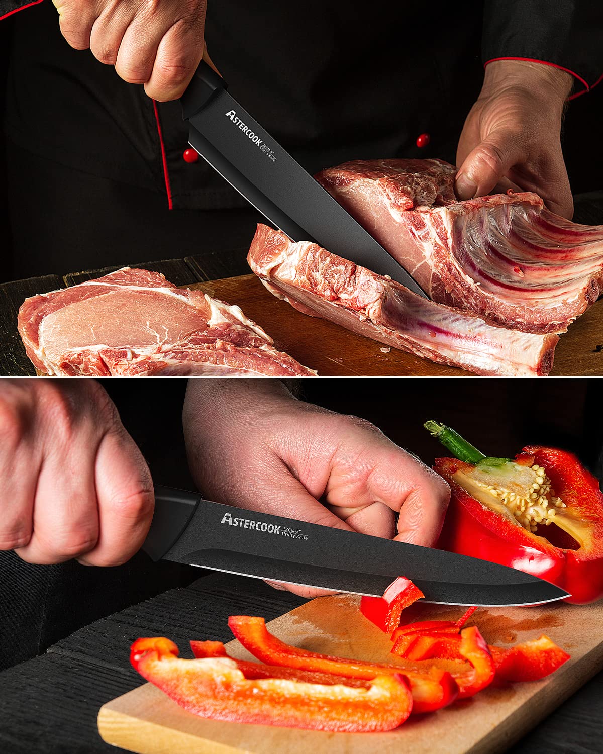 Astercook 15-piece set covers essential knives for prep and slicing.