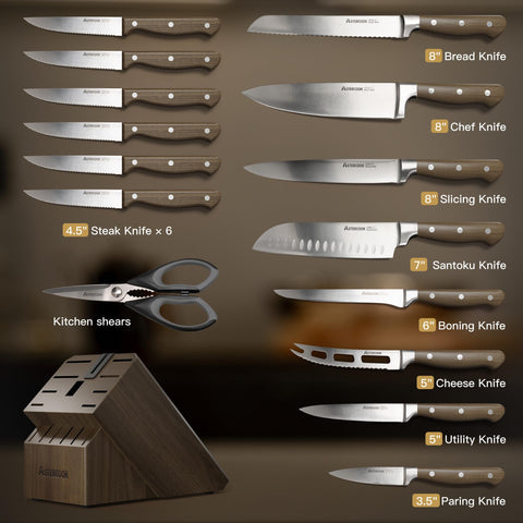 Astercook cuchillo pan 8 pulgadas: ideal para rebanar pan crujiente sin desmoronar.